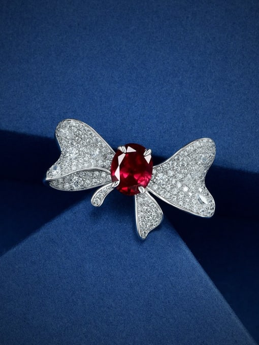 Red corundum [R 2572] 925 Sterling Silver Cubic Zirconia Butterfly Luxury Band Ring